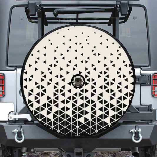 Black And White Geometric Pattern Print Tire Cover With Camera Hole