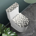 Black And White Geometric Pattern Print Toilet Lid And Tank Cover Set