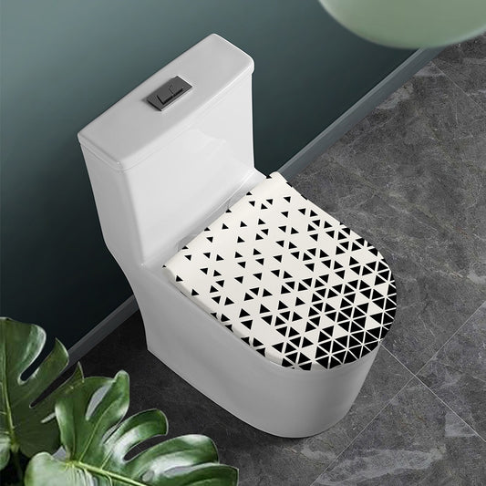 Black And White Geometric Pattern Print Toilet Lid Cover
