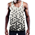 Black And White Geometric Pattern Print Men's Workout Tank Top
