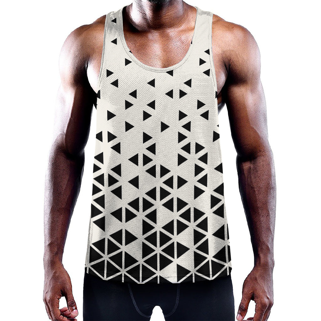 Black And White Geometric Pattern Print Training Tank Top