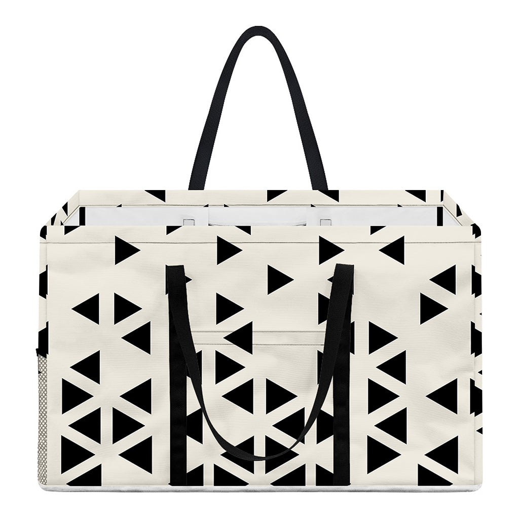 Black And White Geometric Pattern Print Utility Tote Bag