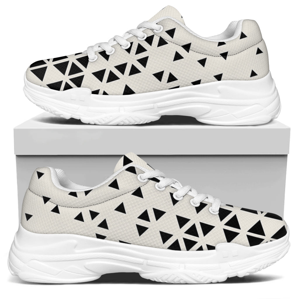 Black And White Geometric Pattern Print White Chunky Shoes