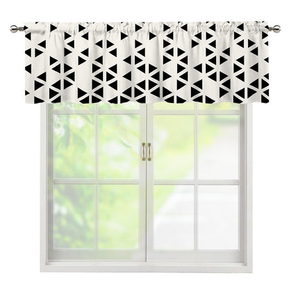 Black And White Geometric Pattern Print Window Valance