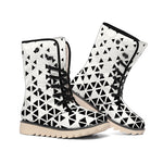 Black And White Geometric Pattern Print Winter Boots