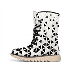 Black And White Geometric Pattern Print Winter Boots