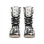 Black And White Geometric Pattern Print Winter Boots