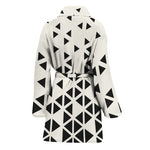 Black And White Geometric Pattern Print Women's Bathrobe