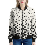 Black And White Geometric Pattern Print Women's Bomber Jacket