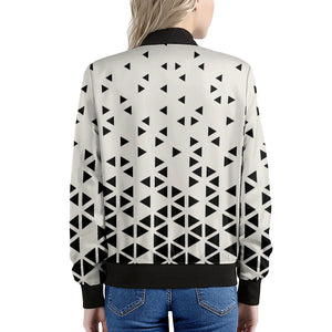 Black And White Geometric Pattern Print Women's Bomber Jacket