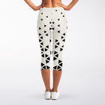 Black And White Geometric Pattern Print Women's Capri Leggings