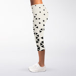 Black And White Geometric Pattern Print Women's Capri Leggings