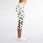 Black And White Geometric Pattern Print Women's Capri Leggings