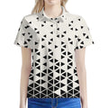 Black And White Geometric Pattern Print Women's Polo Shirt