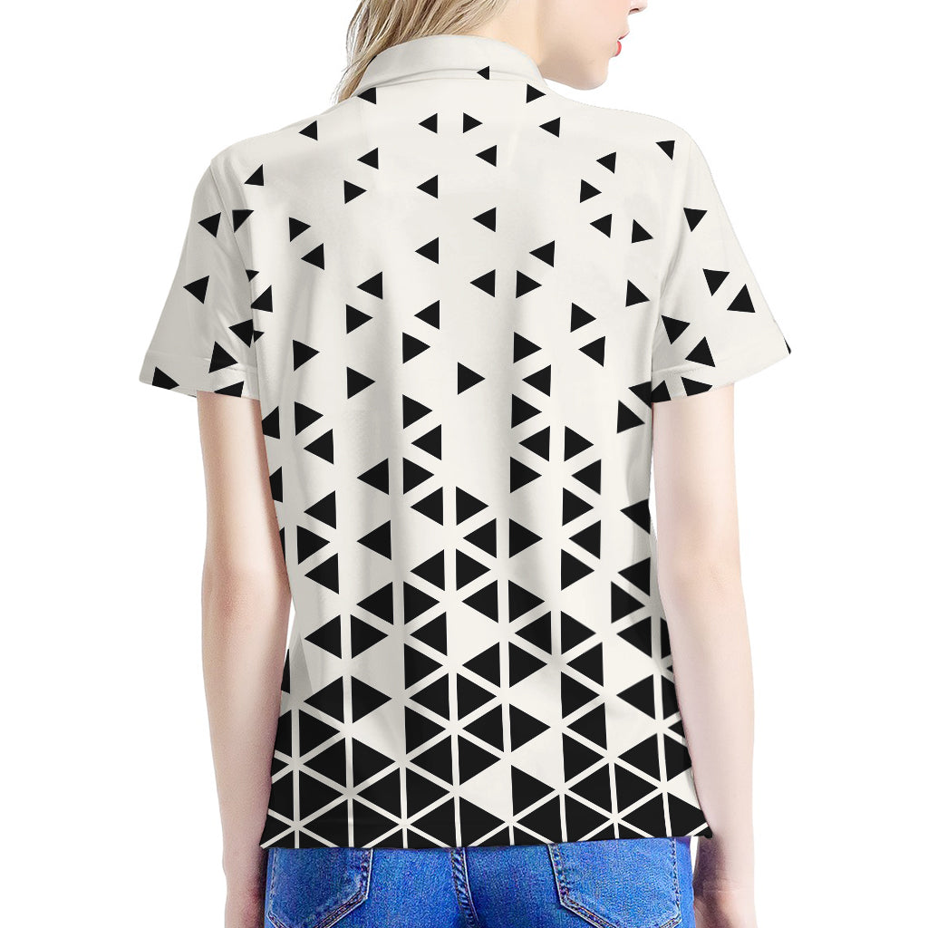 Black And White Geometric Pattern Print Women's Polo Shirt