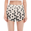 Black And White Geometric Pattern Print Women's Split Running Shorts