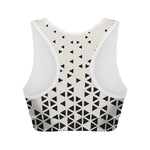 Black And White Geometric Pattern Print Women's Sports Bra