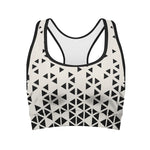 Black And White Geometric Pattern Print Women's Sports Bra