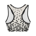 Black And White Geometric Pattern Print Women's Sports Bra