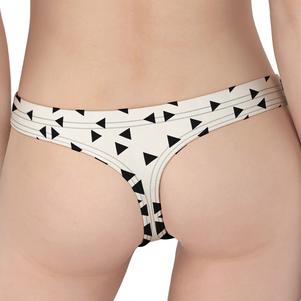 Black And White Geometric Pattern Print Women's Thong