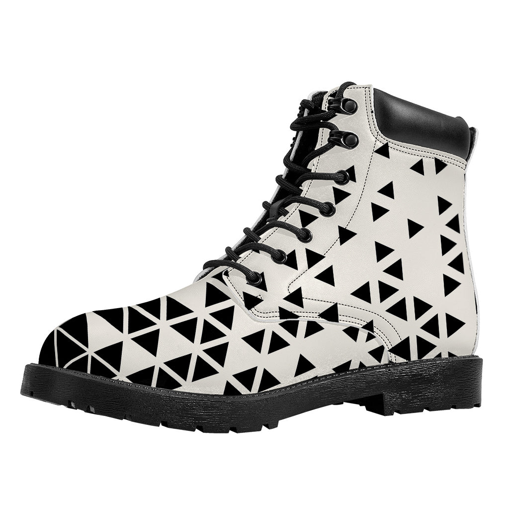 Black And White Geometric Pattern Print Work Boots