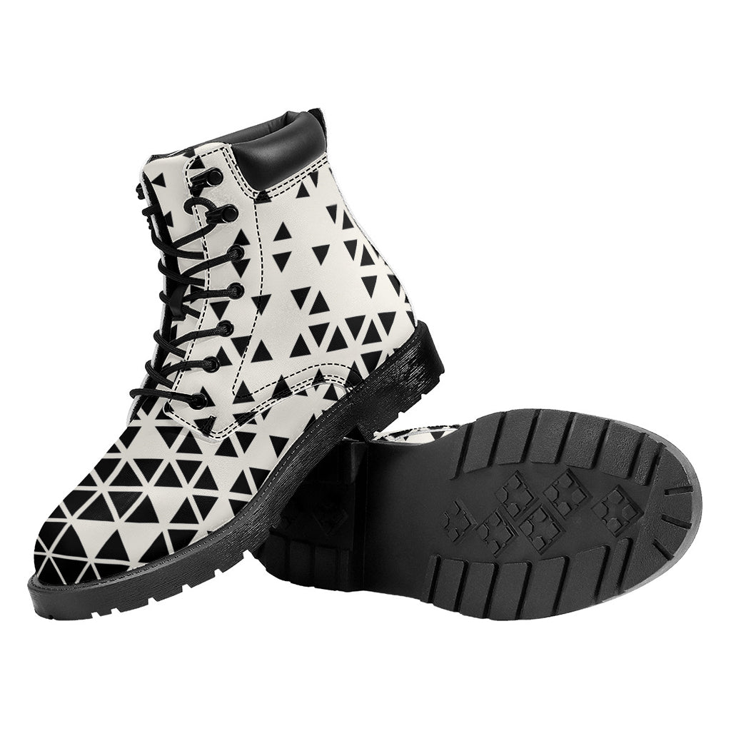 Black And White Geometric Pattern Print Work Boots