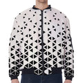 Black And White Geometric Pattern Print Zip Sleeve Bomber Jacket