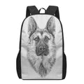 Black And White German Shepherd Print 17 Inch Backpack