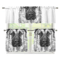 Black And White German Shepherd Print 3 Piece Kitchen Curtains