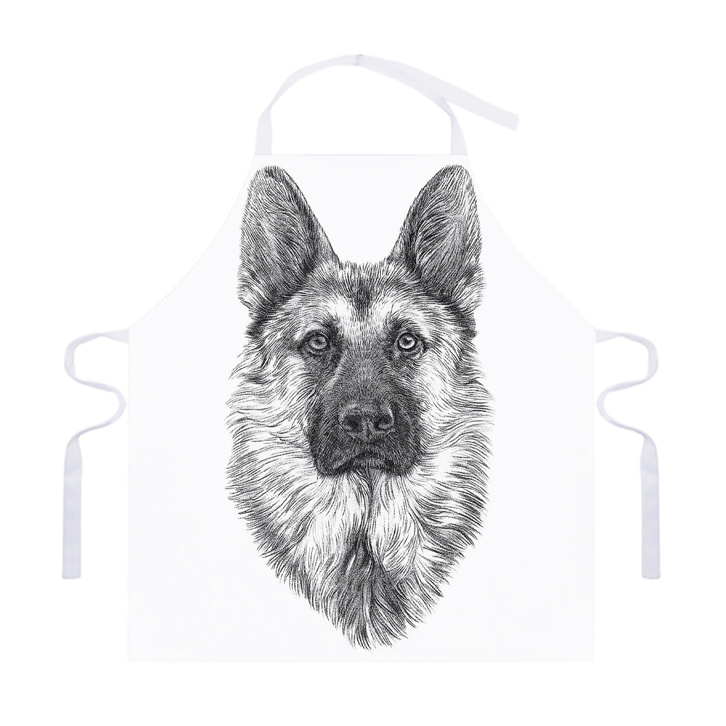 Black And White German Shepherd Print Adjustable Apron