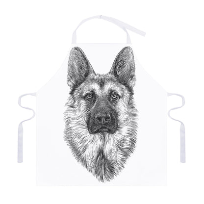 Black And White German Shepherd Print Adjustable Apron