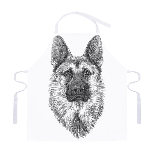 Black And White German Shepherd Print Adjustable Apron