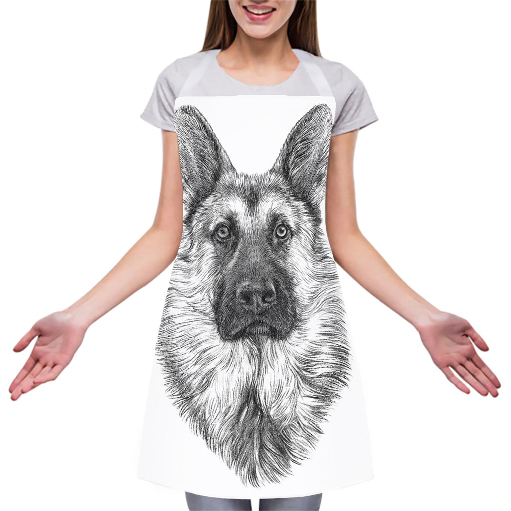 Black And White German Shepherd Print Adjustable Apron