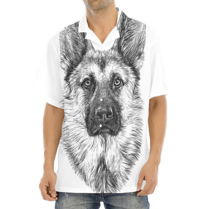 Black And White German Shepherd Print Aloha Shirt