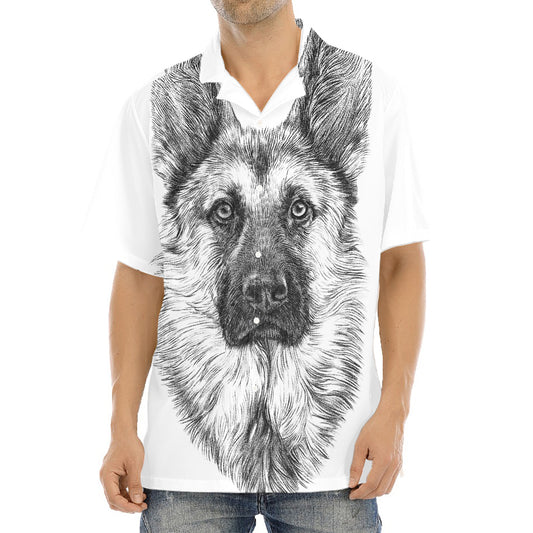 Black And White German Shepherd Print Aloha Shirt