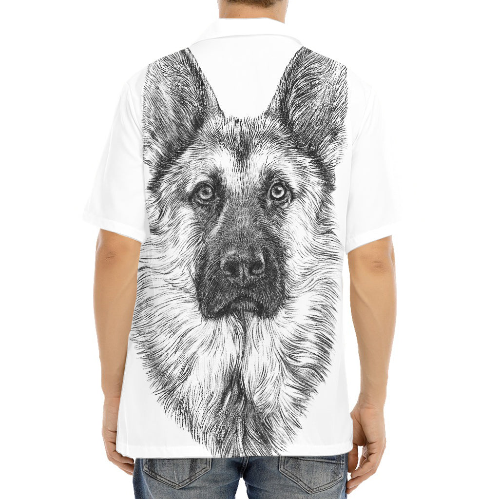 Black And White German Shepherd Print Aloha Shirt