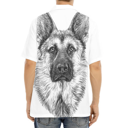 Black And White German Shepherd Print Aloha Shirt