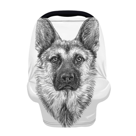 Black And White German Shepherd Print Baby Seat Cover