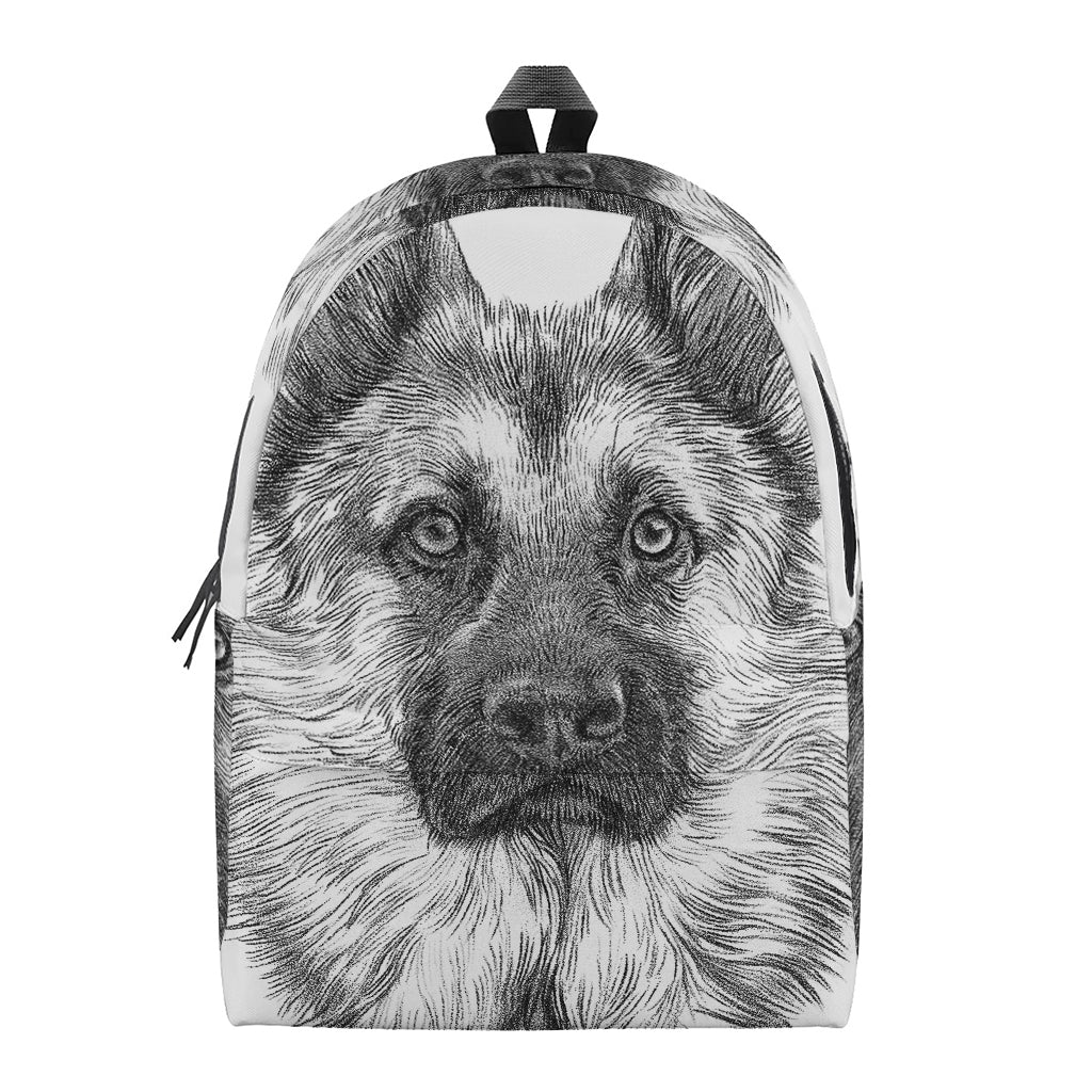 Black And White German Shepherd Print Backpack