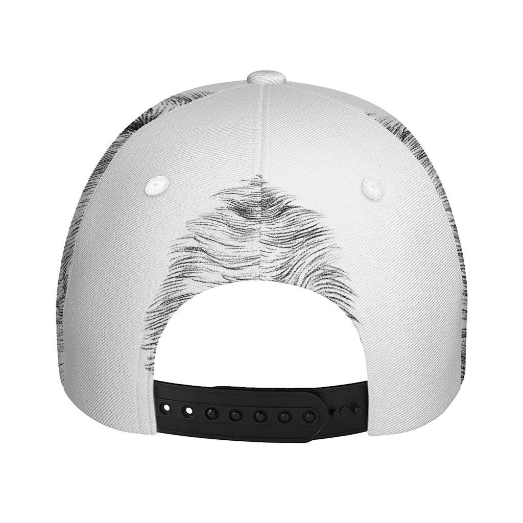 Black And White German Shepherd Print Baseball Cap