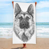 Black And White German Shepherd Print Beach Towel