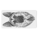 Black And White German Shepherd Print Beach Towel