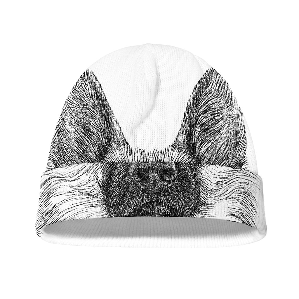 Black And White German Shepherd Print Beanie