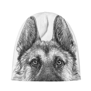 Black And White German Shepherd Print Beanie