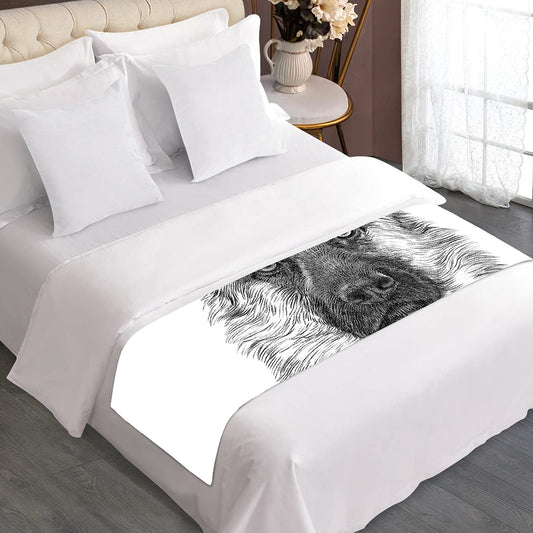 Black And White German Shepherd Print Bed Runner
