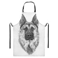 Black And White German Shepherd Print Bib Apron With Pocket