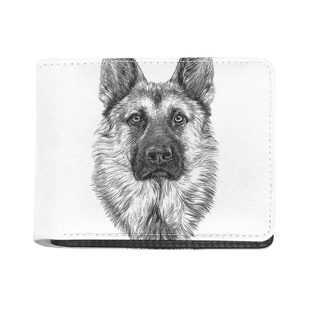 Black And White German Shepherd Print Bifold Wallet