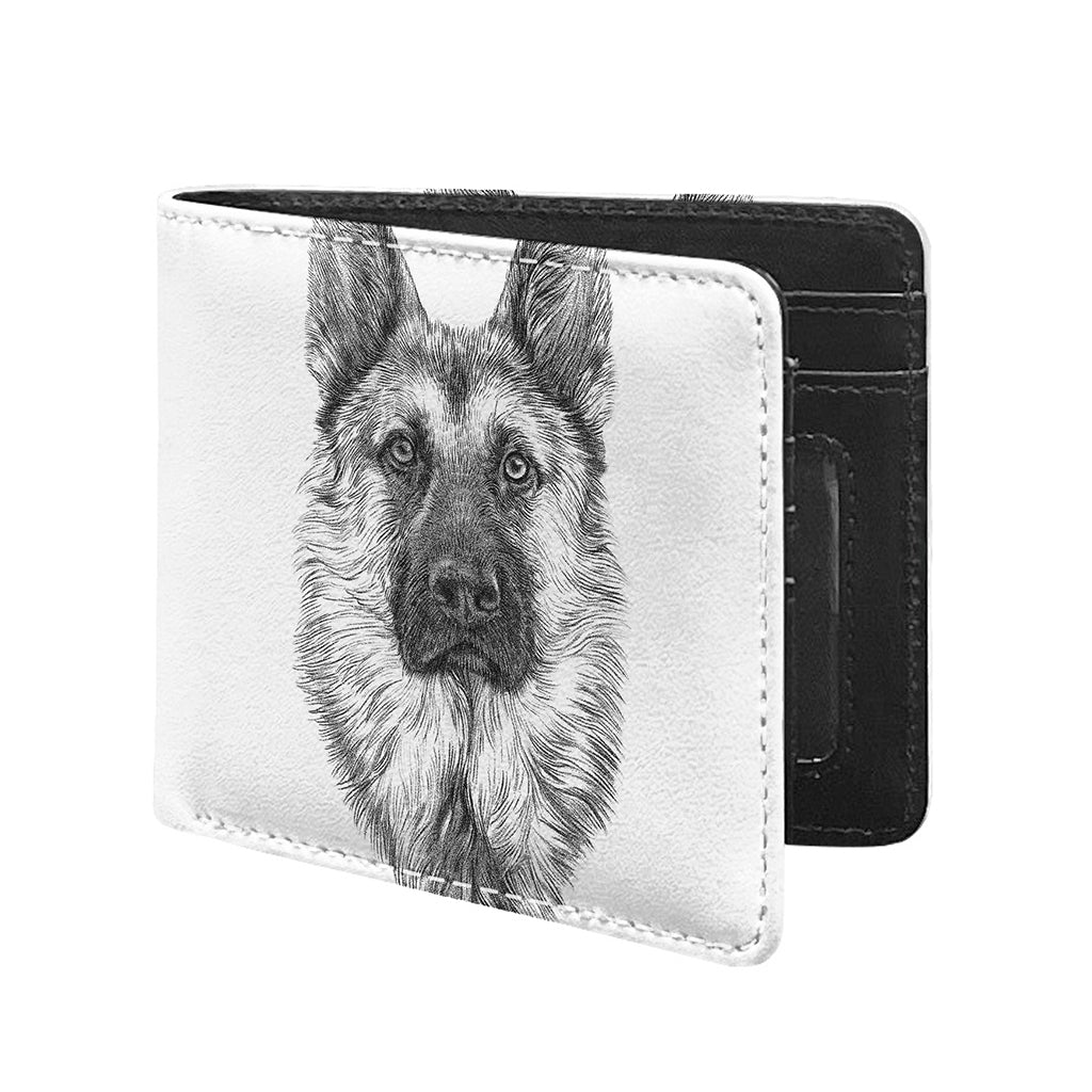 Black And White German Shepherd Print Bifold Wallet