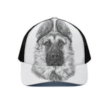 Black And White German Shepherd Print Black Mesh Trucker Cap