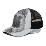 Black And White German Shepherd Print Black Mesh Trucker Cap